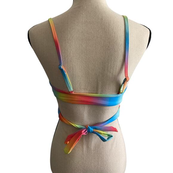 Amazon rainbow gradient tie dye padded push up bikini top size small - Picture 3 of 8
